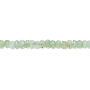 Bead, chrysoprase (natural), light, 3x2mm-5x3mm hand-cut faceted rondelle with 0.4-1.4mm hole, B grade, Mohs hardness 6-1/2 to 7. Sold per 13-inch strand, approximately 125 beads.