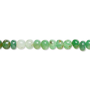 Bead, chrysoprase (natural), 4x2mm-6x5mm hand-cut rondelle with set pattern and 0.4-1.4mm hole, C+ grade, Mohs hardness 6-1/2 to 7. Sold per 14-inch strand, approximately 100 beads.