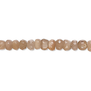 Bead, coffee moonstone (natural), 3x2mm-6x5mm graduated hand-cut faceted rondelle with 0.4-1.4mm hole, B grade, Mohs hardness 6 to 6-1/2. Sold per 17-inch strand.