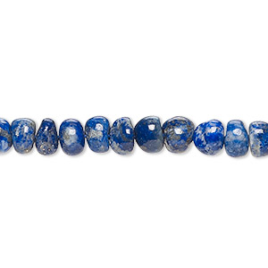 Bead, lapis lazuli (natural), 5x2mm-7x5mm hand-cut uneven round and uneven rondelle with 0.4-1.4mm hole, C grade, Mohs hardness 5 to 6. Sold per 8-inch strand.