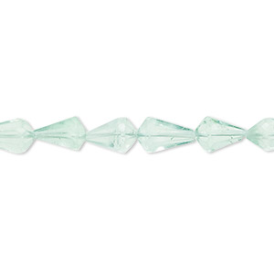 Bead, green fluorite (natural), 8x5mm-12x7mm hand-cut faceted teardrop with 0.4-1.4mm hole, B grade, Mohs hardness 4. Sold per 8-inch strand, approximately 25 beads.