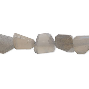 Bead, grey moonstone (natural), mini to small hand-cut faceted nugget with 0.4-1.4mm hole, Mohs hardness 6 to 6-1/2. Sold per 10-inch strand, approximately 25 beads.