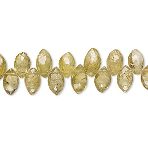 Bead, vesuvianite (natural), 7x5mm-10x6mm hand-cut top-drilled faceted marquise with 0.4-1mm hole, B- grade, Mohs hardness 6-1/2. Sold per 8-inch strand, approximately 65 beads.