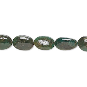 Bead, African aventurine (natural), 9x7mm-13x8mm hand-cut uneven puffed oval with 0.4-1.4mm hole, C grade, Mohs hardness 7. Sold per 8-inch strand.