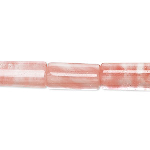 Bead, cherry &quot;quartz&quot; glass, 13x8mm-17x8mm triangular tube with 0.6-0.8mm hole. Sold per 15-1/2&quot; to 16&quot; strand.