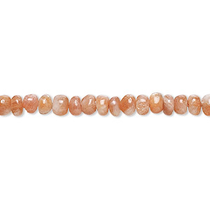 Bead, sunstone (natural), light to medium, 4x2mm-5x4mm hand-cut rondelle with 0.4-1.4mm hole, C grade, Mohs hardness 6 to 6-1/2. Sold per 13-inch strand.