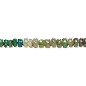 Bead, emerald (oiled), shaded light to dark, 4x2mm-5x3mm hand-cut rondelle with 0.4-1.4mm hole, C grade, Mohs hardness 7-1/2 to 8. Sold per 13-inch strand.