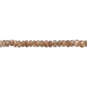 Bead, andalusite (natural), light, 3x2mm-4x3mm hand-cut faceted rondelle with 0.4-1.4mm hole, B grade, Mohs hardness 7 to 7-1/2. Sold per 13-inch strand, approximately 180 beads.
