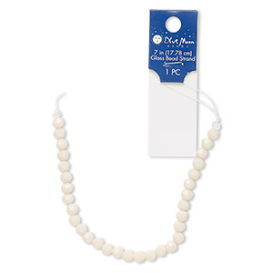 Bead, glass, opaque cream, 5-6mm faceted round with 0.6mm hole. Sold per 7-inch strand.