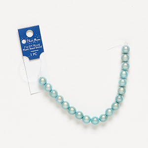 Bead, acrylic, frosted light blue, 9-10mm round. Sold per 7-inch strand.