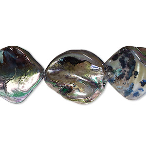 Bead, mother-of-pearl shell (dyed), sage AB, 18x17mm-19x18mm uneven diamond with 0.4-0.6mm hole, Mohs hardness 3-1/2. Sold per 15-inch strand.