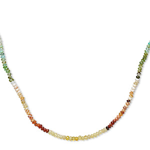 Bead, multi-gemstone (natural / dyed / heated / coated), 3x2mm-4x3mm hand-cut rondelle in set pattern with 0.4-1mm hole, C+ grade, Mohs hardness 3 to 7. Sold per 13-inch strand, approximately 160 beads.