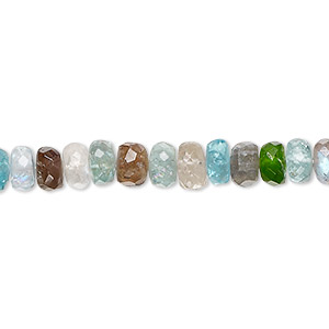 Bead, multi-gemstone (natural / dyed / coated), 5x2mm-6x5mm hand-cut faceted rondelle with 0.4-1mm hole, B- grade, Mohs hardness 3 to 7. Sold per 13-inch strand, approximately 90 beads.
