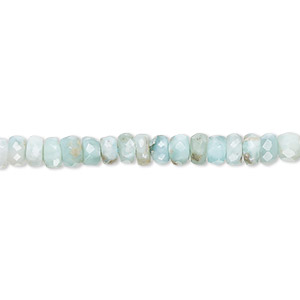 Bead, larimar (natural), 4x2mm-5x4mm hand-cut faceted rondelle with 0.4-1mm hole, C+ grade, Mohs hardness 4-1/2 to 5. Sold per 13-inch strand, approximately 120 beads.