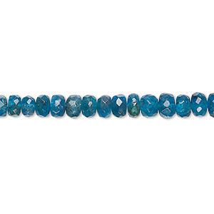 Bead, apatite (natural), 4x2mm-5x4mm hand-cut faceted rondelle with 0.4-1mm hole, C grade, Mohs hardness 5. Sold per 13-inch strand.