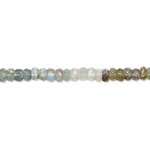Bead, multi-beryl (heated), shaded, 3x2mm-4x3mm hand-cut faceted rondelle with 0.4-1mm hole, C grade, Mohs hardness 7-1/2 to 8. Sold per 12-inch strand.