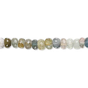 Bead, multi-beryl (heated), 4x2mm-5x4mm hand-cut faceted rondelle with 0.4-1mm hole, B- grade, Mohs hardness 7-1/2 to 8. Sold per 9-inch strand, approximately 100 beads.