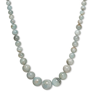 Bead, aquamarine (heated), 7-19mm graduated round with 0.6-1mm hole, D grade, Mohs hardness 7-1/2 to 8. Sold per 18-inch strand.