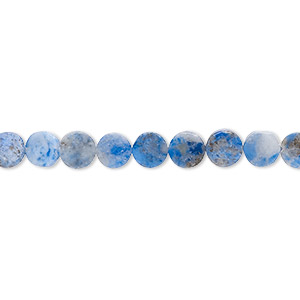 Bead, lapis lazuli (natural), 5-6mm flat round with 0.6-1mm hole, C grade, Mohs hardness 5 to 6. Sold per 15-inch strand.