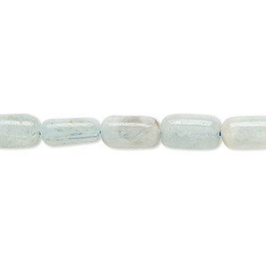 Bead, aquamarine (heated), 10x6mm rounded rectangle with 0.4-1.4mm hole, D grade, Mohs hardness 7-1/2 to 8. Sold per 15-inch strand.