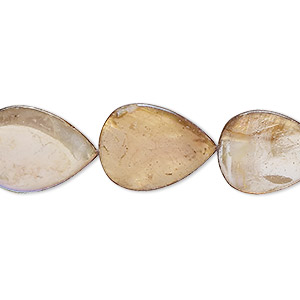 Bead, mother-of-pearl shell (dyed), light brown AB, 16x12mm-17x13mm flat teardrop with 0.6-0.8mm hole, Mohs hardness 3-1/2. Sold per 15-inch strand.