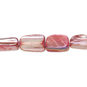 Bead, mother-of-pearl shell (dyed), red grape AB, 12x6mm-13x8mm triangular tube with 0.6-0.8mm hole, Mohs hardness 3-1/2. Sold per 15-inch strand.