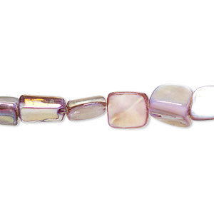 Bead, mother-of-pearl shell (dyed), violet AB, 8x7mm-9x8mm uneven triangular tube with 0.6-0.8mm hole, Mohs hardness 3-1/2. Sold per 15-inch strand.