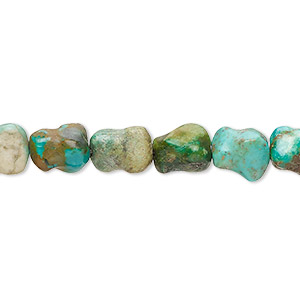 Bead, turquoise (dyed / stabilized), green-brown, 8x6mm-10x8mm twisted dog bone with 0.8-1.1mm hole, C- grade, Mohs hardness 5 to 6. Sold per 15-1/2&quot; to 16&quot; strand.