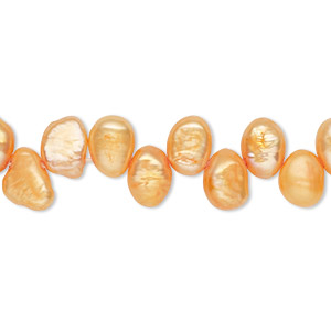 Pearl, cultured freshwater (dyed), carrot, 8x5mm-10x6mm top-drilled flat-sided rice with 0.4-0.5mm hole, D grade, Mohs hardness 2-1/2 to 4. Sold per 14-inch strand.