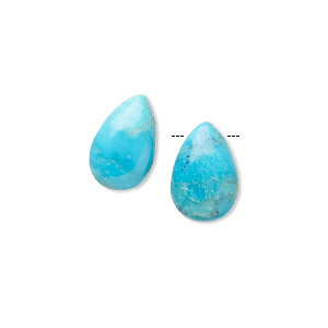 Bead mix, turquoise (dyed / stabilized), blue, 10x8mm-13x10mm hand-cut top-drilled puffed teardrop with 0.8-1.1mm hole, B- grade, Mohs hardness 5 to 6. Sold per pkg of 2.