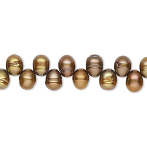 Pearl, cultured freshwater (dyed), terra cotta, 6x4mm-7x5mm top-drilled rice with 0.4-0.5mm hole, D grade, Mohs hardness 2-1/2 to 4. Sold per 15-inch strand.