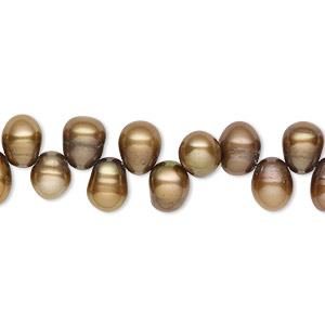 Pearl, cultured freshwater (dyed), terra cotta, 7x5mm-8x6mm top-drilled rice with 0.4-0.5mm hole, D grade, Mohs hardness 2-1/2 to 4. Sold per 15-inch strand.