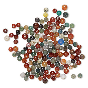 Bead mix, agate (natural / dyed / heated), 6-8mm rounds with 0.6-0.8mm hole, C grade, Mohs hardness 6-1/2 to 7. Sold per 2-ounce pkg, approximately 160 beads.