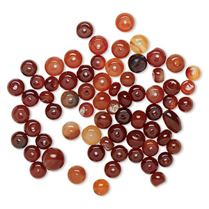 Bead mix, red agate (dyed / heated), 8x5mm-12x8mm with 0.6-0.8mm hole, C grade, Mohs hardness 6-1/2 to 7. Sold per 2-ounce pkg, approximately 65 beads.