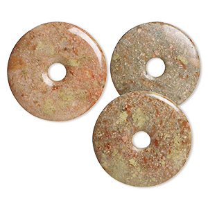 Focal mix, autumn jasper (natural), 49-55mm donut, B- grade, Mohs hardness 6-1/2 to 7. Sold per pkg of 3.