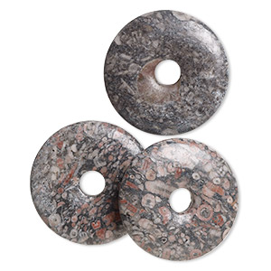 Focal, fossil agate (natural), 39-41mm donut, B grade, Mohs hardness 6-1/2 to 7. Sold per pkg of 3.