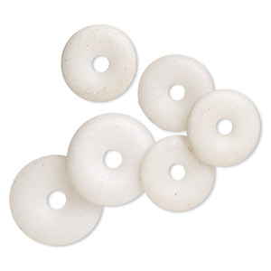 Component mix, white marble (natural), 24-30mm donut, B grade, Mohs hardness 3. Sold per pkg of 6.