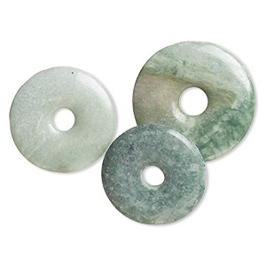 Focal mix, green marble (natural), 40-46mm donut, B- grade, Mohs hardness 3. Sold per pkg of 3.