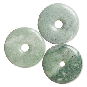 Focal, green marble (natural), light, 48-51mm donut, B- grade, Mohs hardness 3. Sold per pkg of 3.