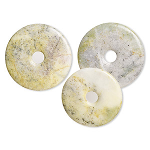 Focal mix, peridot new &quot;jade&quot; (serpentine) (natural), 50-55mm donut, C grade, Mohs hardness 2-1/2 to 6. Sold per pkg of 3.