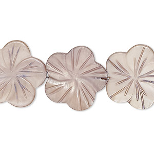 Bead, mother-of-pearl shell (dyed), beige, 18x17mm-22x21mm carved flat flower with 0.6-0.8mm hole, Mohs hardness 3-1/2. Sold per 15-1/2&quot; to 16&quot; strand.