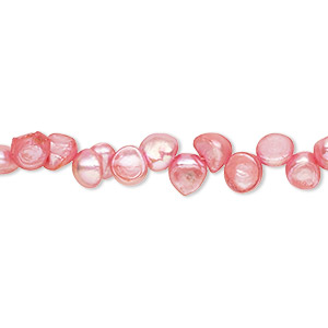 Pearl, cultured freshwater (dyed), dark blush, 5-6mm top-drilled semi-round with 0.4-0.6mm hole, D grade, Mohs hardness 2-1/2 to 4. Sold per 15-inch strand.