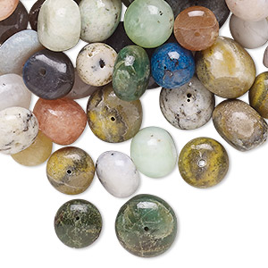Bead mix, multi-gemstone (natural / dyed / heated), 7x5mm-14x8mm hand-cut rondelle with 0.4-1.4mm hole, Mohs hardness 3 to 7. Sold per 2-ounce pkg, approximately 70-85 beads.