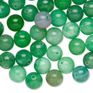 Bead mix, quartz (dyed / coated), multi-green, 7-9mm round, 0.8-1.4mm hole, C grade, Mohs hardness 7. Sold per pkg of 100.