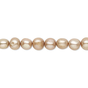 Pearl, cultured freshwater (dyed), satin sand, 5-6mm semi-round with 0.4-0.6mm hole, D grade, Mohs hardness 2-1/2 to 4. Sold per 15-inch strand.
