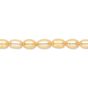 Pearl, cultured freshwater (dyed), dark apricot, 4x2mm-5x4mm rice with 0.4-0.6mm hole, D grade, Mohs hardness 2-1/2 to 4. Sold per 15-inch strand.