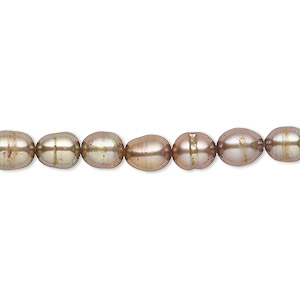 Pearl, cultured freshwater (dyed), iris bronze, 4x2mm-5x4mm rice with 0.4-0.6mm hole, D grade, Mohs hardness 2-1/2 to 4. Sold per 15-inch strand.