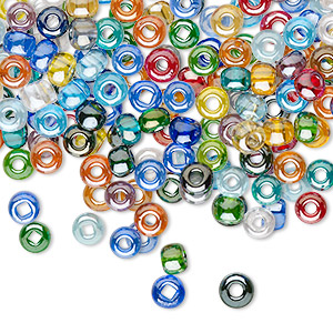 Seed bead mix, glass, mixed colors luster, #5 round. Sold per 100-gram pkg, approximately 1,100 beads.