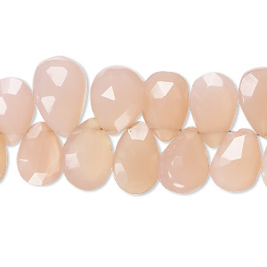 Bead, pink chalcedony (dyed), 8x5mm-12x8mm hand-cut top-drilled faceted puffed teardrop with 0.4-1.4mm hole, B- grade, Mohs hardness 6-1/2 to 7. Sold per 8-inch strand.