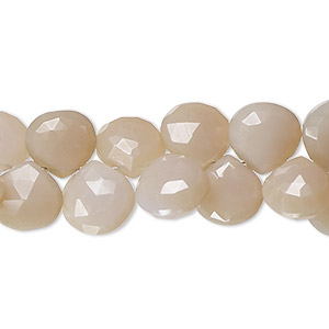 Bead, purple and peach chalcedony (dyed), pale, 8-9mm hand-cut top-drilled faceted puffed teardrop with 0.4-1.4mm hole, B- grade, Mohs hardness 6-1/2 to 7. Sold per 8-inch strand.